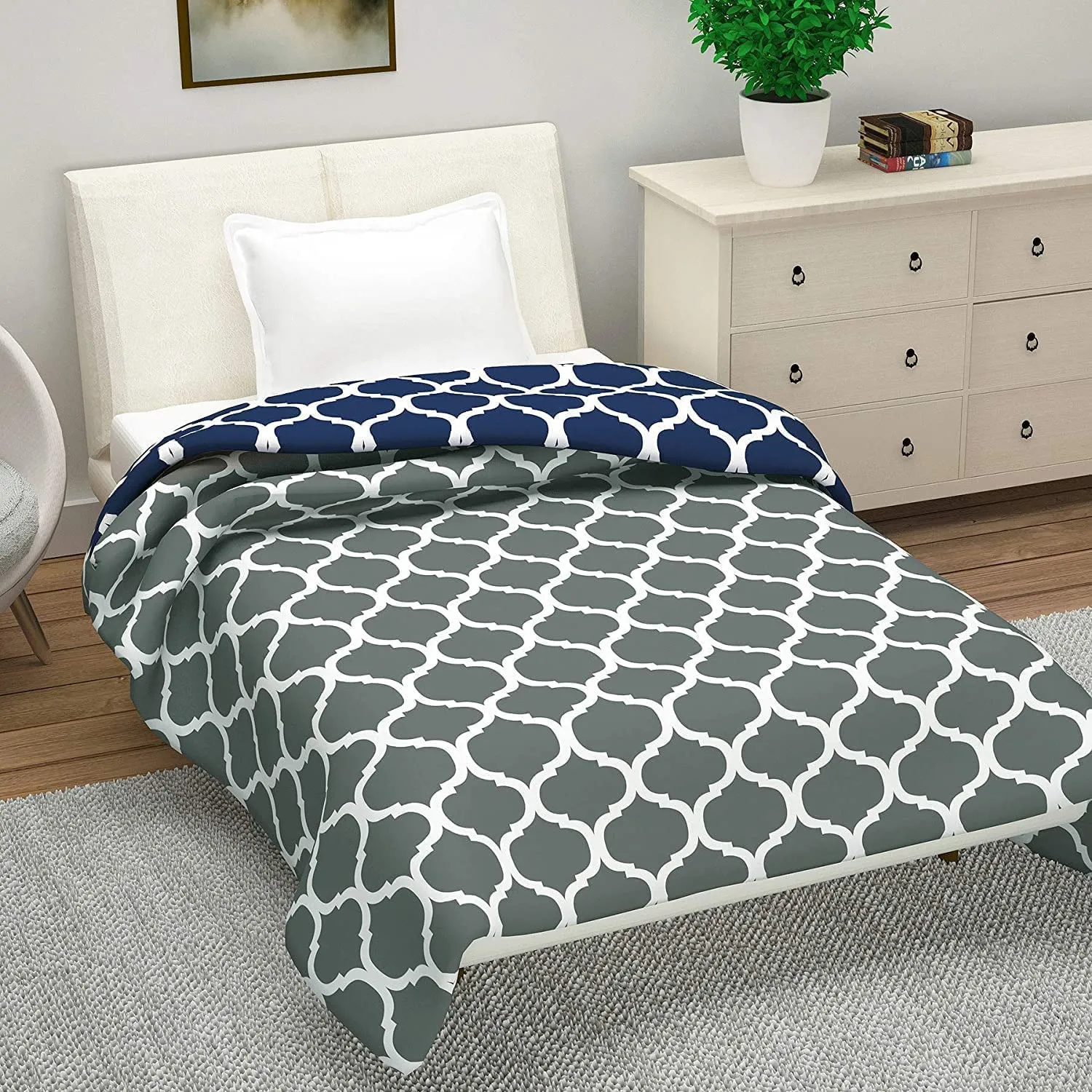 J SHREE Poly Cotton Flower Print Single Bed Reversible Blanket/Dohar/Blanket/Dohar/QuiltFor Home