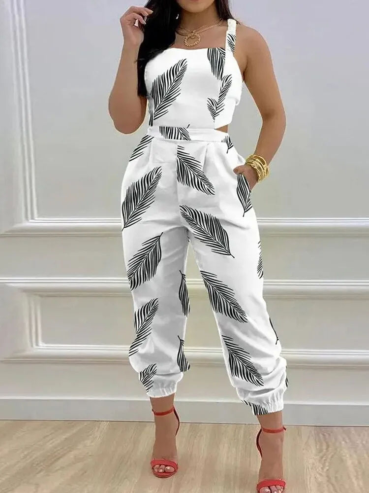 Joskaa Summer Lady Sleeveless Romper Bodysuits Women Casual Straps Overalls Playsuit Sexy Backless Hollow Off Shoulder Office Jumpsuits