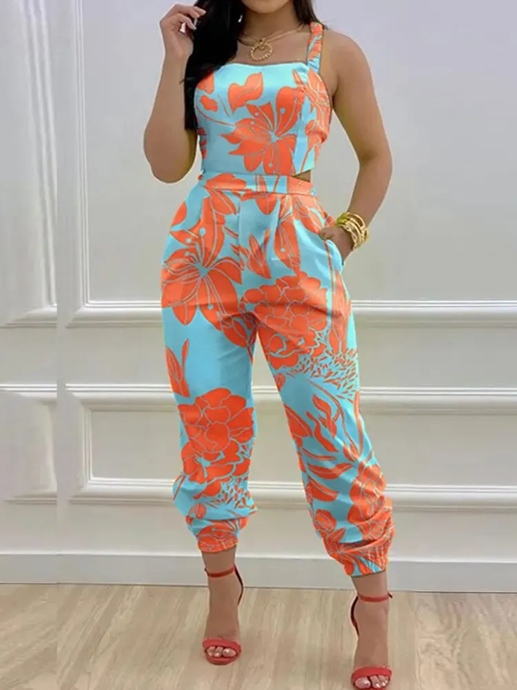 Joskaa Summer Lady Sleeveless Romper Bodysuits Women Casual Straps Overalls Playsuit Sexy Backless Hollow Off Shoulder Office Jumpsuits