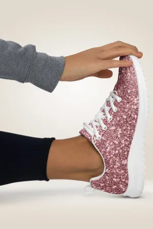 Lace Up Pink Glitter Sneakers