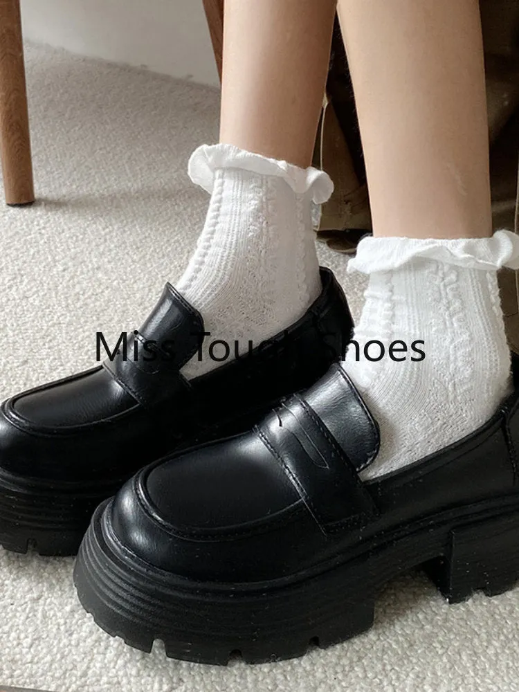 Ladie Lolita Flat Shoes Women College Leather Platform High Quality Shoes Style School Girls Jk Uniform Thick Sole Shoes Female