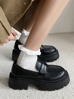 Ladie Lolita Flat Shoes Women College Leather Platform High Quality Shoes Style School Girls Jk Uniform Thick Sole Shoes Female