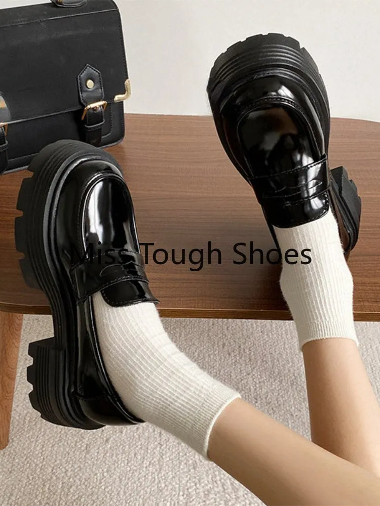 Ladie Lolita Flat Shoes Women College Leather Platform High Quality Shoes Style School Girls Jk Uniform Thick Sole Shoes Female