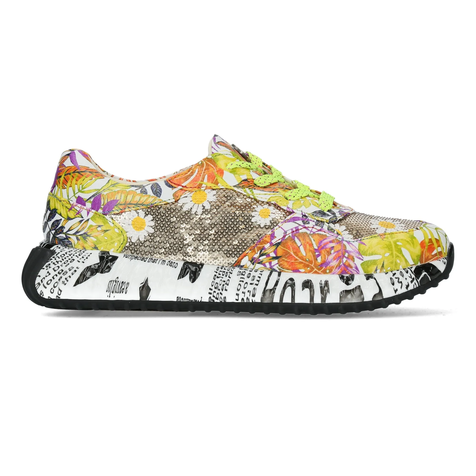 Laura Vita Burton 05 Ladies Safran Yellow Leather & Textile Lace Up Trainers