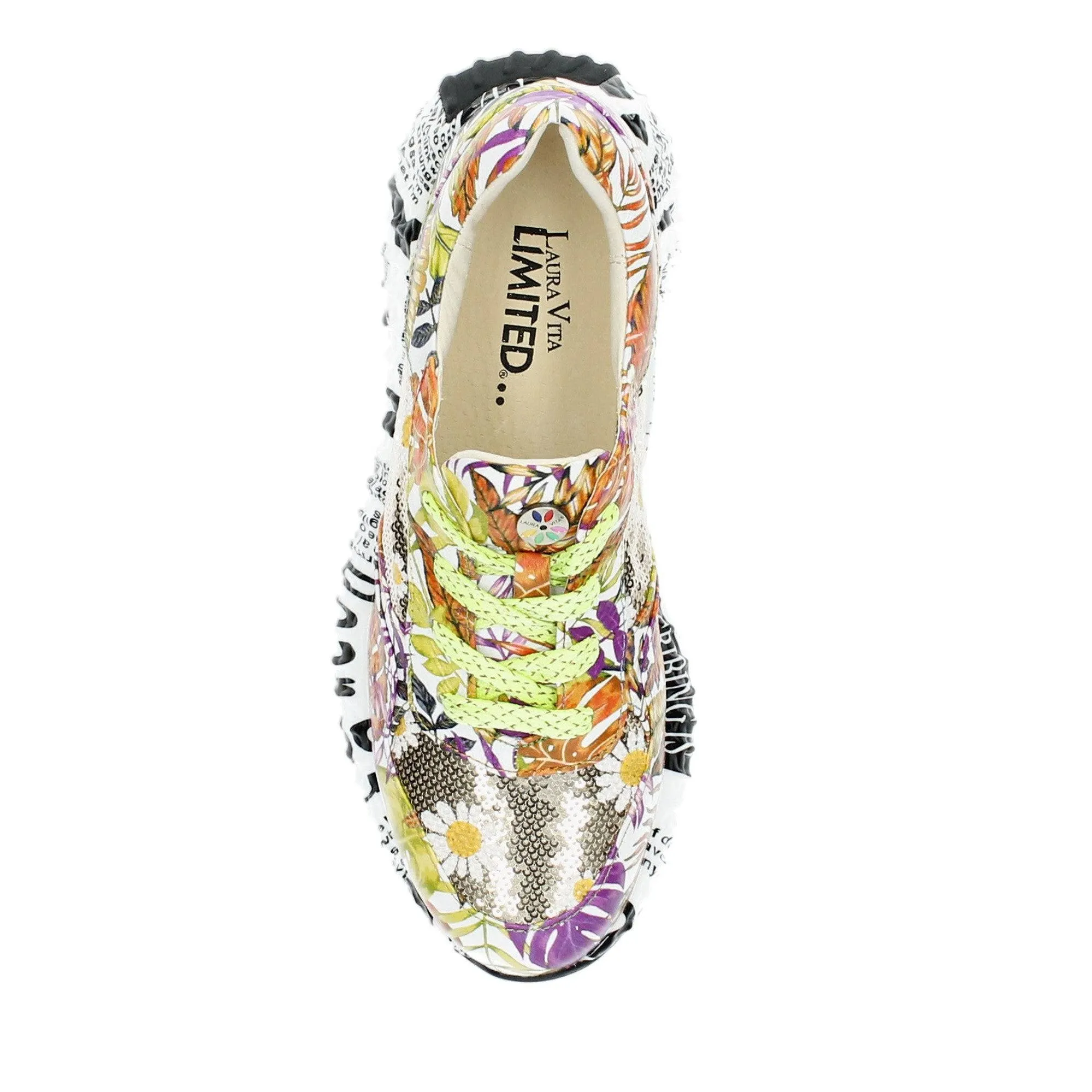 Laura Vita Burton 05 Ladies Safran Yellow Leather & Textile Lace Up Trainers