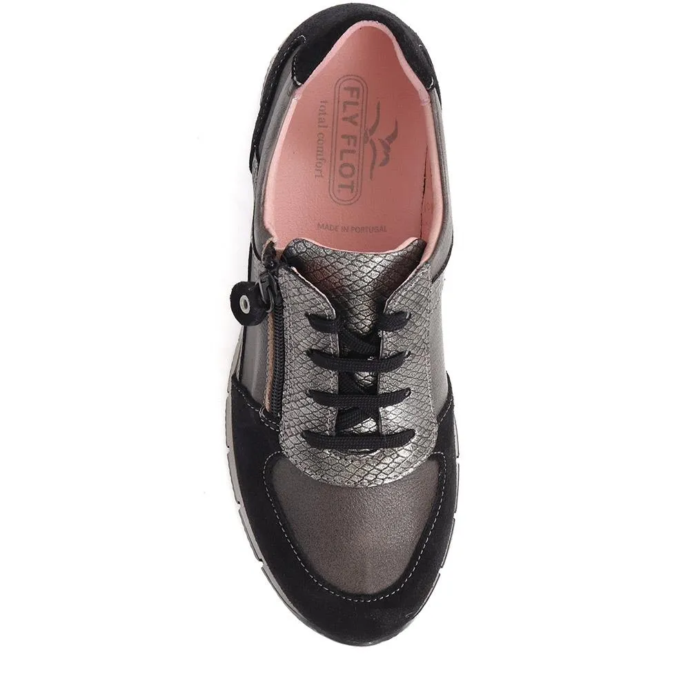 Leather Lace-Up Trainers - CAL40003 / 326 401