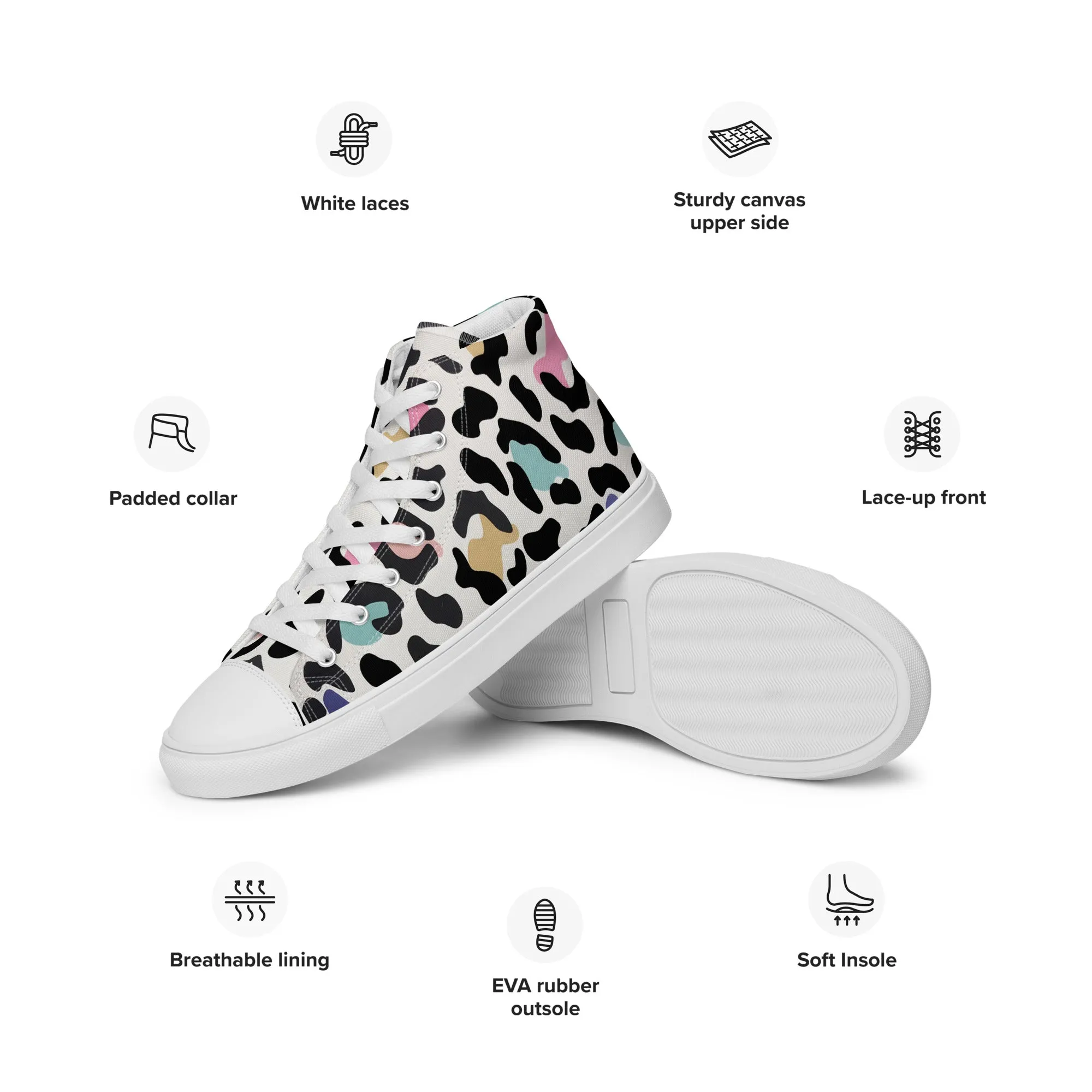 Leopard Print Women’s high top canvas shoes