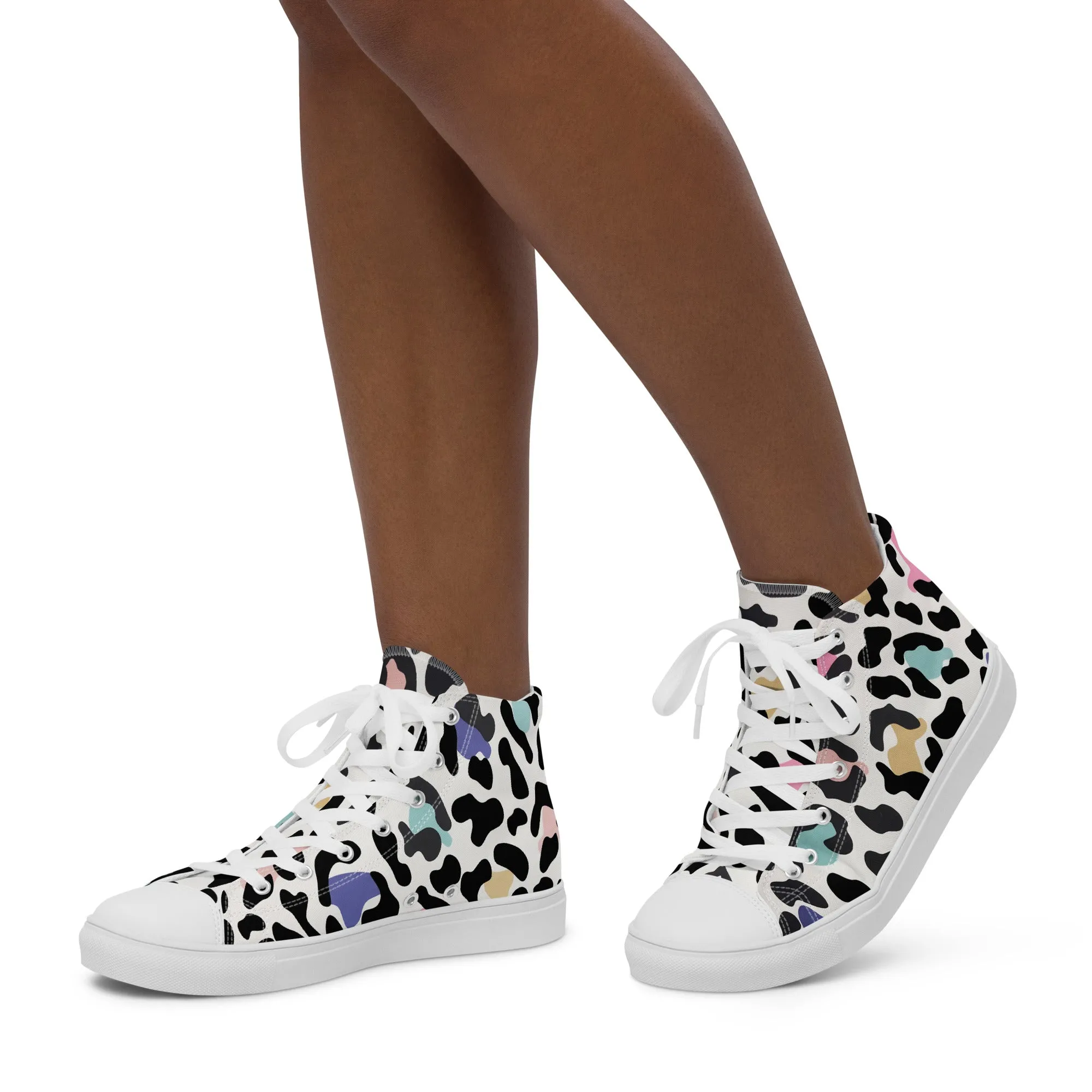 Leopard Print Women’s high top canvas shoes