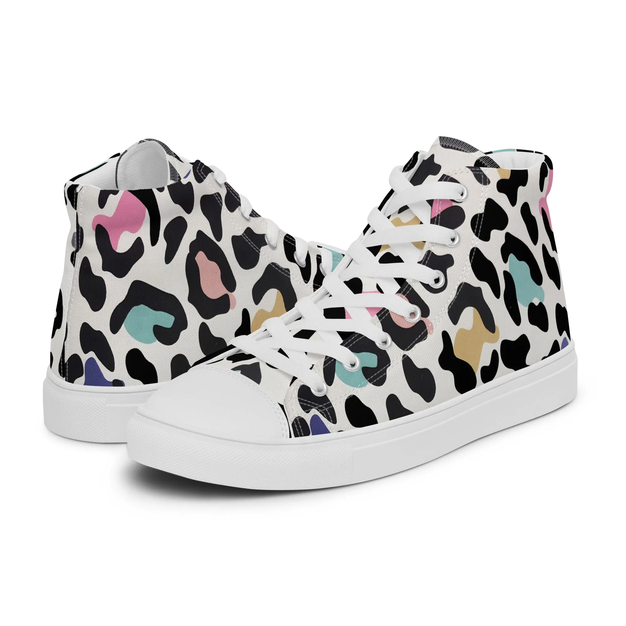 Leopard Print Women’s high top canvas shoes