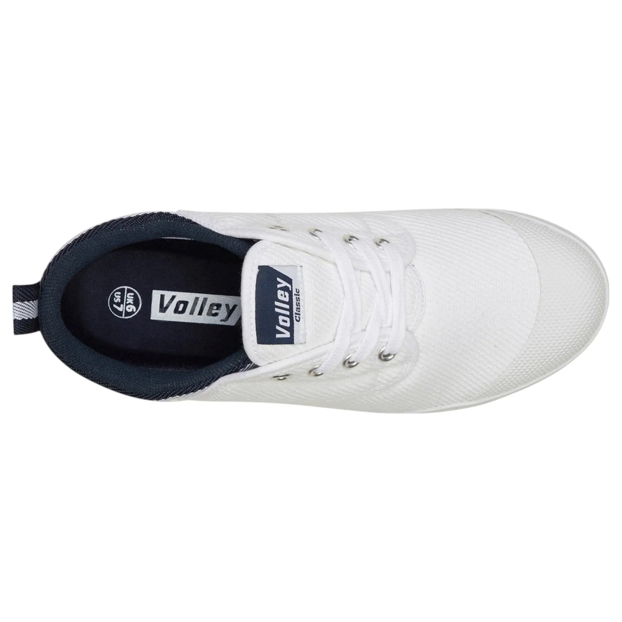 Mens Dunlop Classic Canvas Volleys Sneakers Casual White Navy Shoes