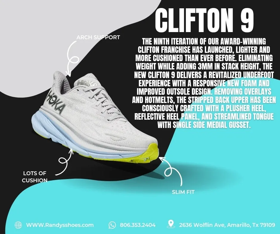 MEN'S HOKA CLIFTON 9 | HARBOR MIST / BLACK