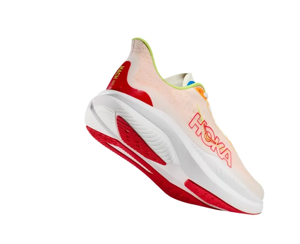 MEN'S HOKA MACH 6 | WHITE / SOLAR FLARE