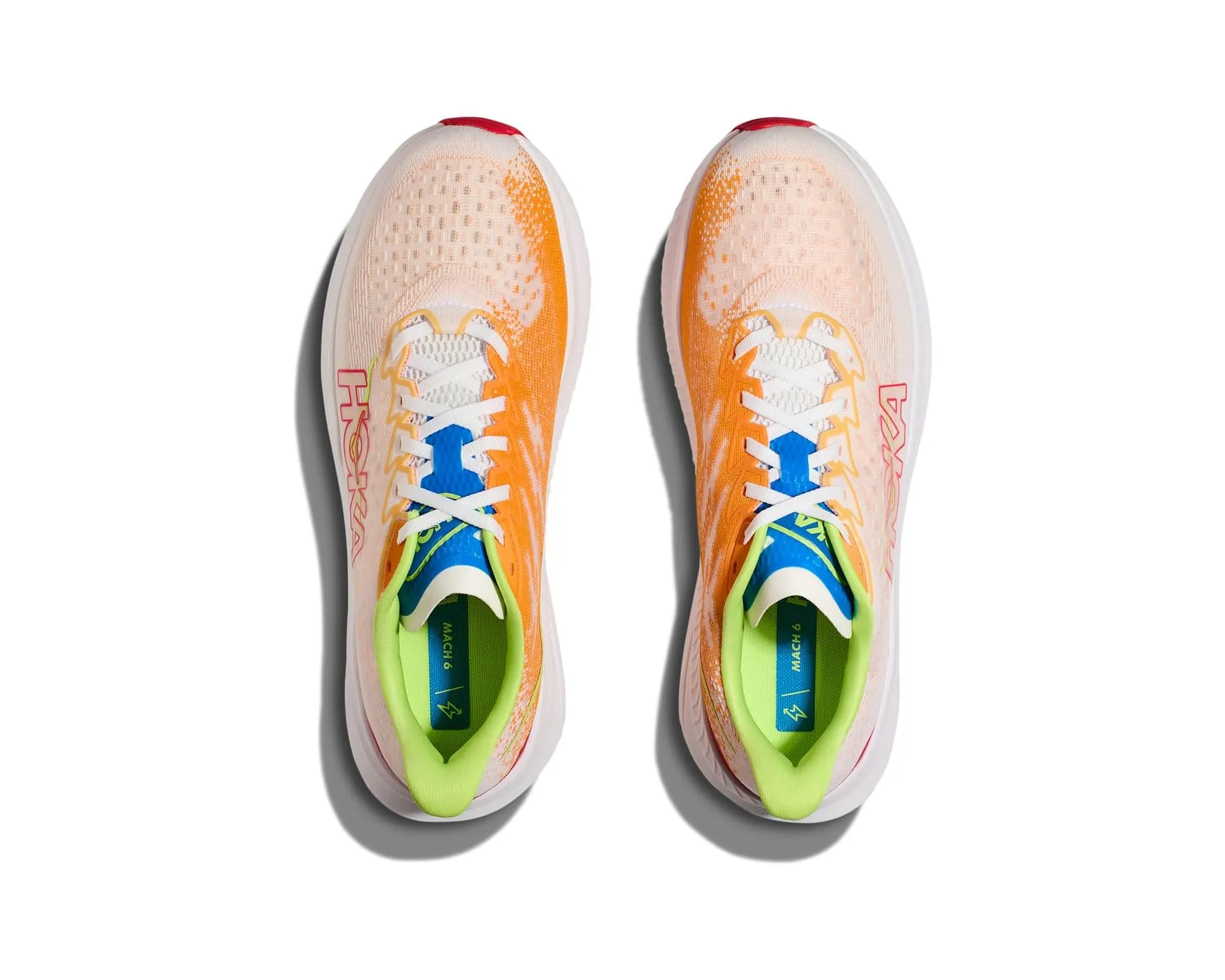 MEN'S HOKA MACH 6 | WHITE / SOLAR FLARE