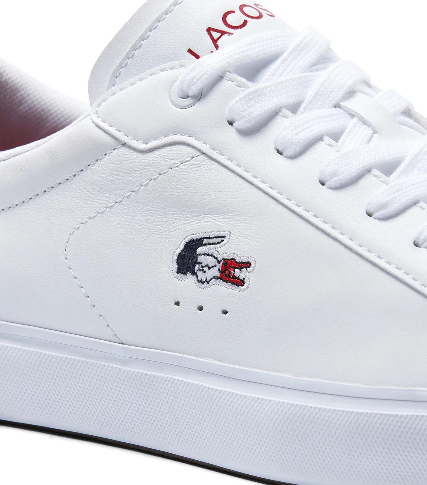 Men's Powercourt Leather Tricolour Trainers White/Navy/Red