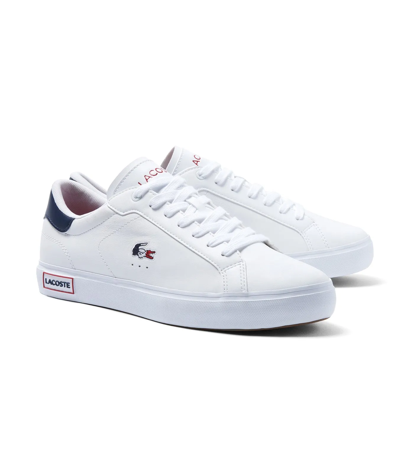 Men's Powercourt Leather Tricolour Trainers White/Navy/Red