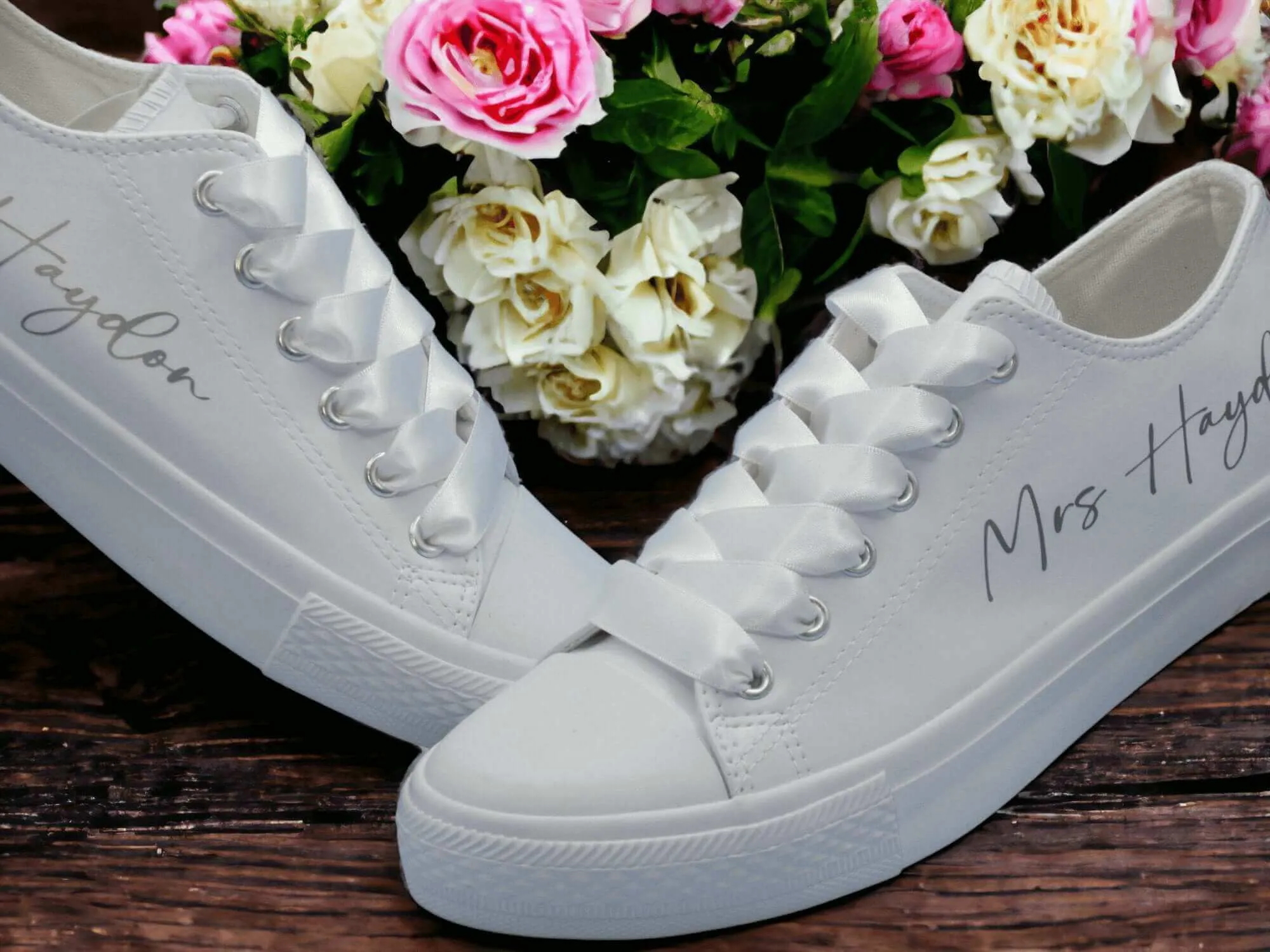 Personalised  White Wedding Trainers.