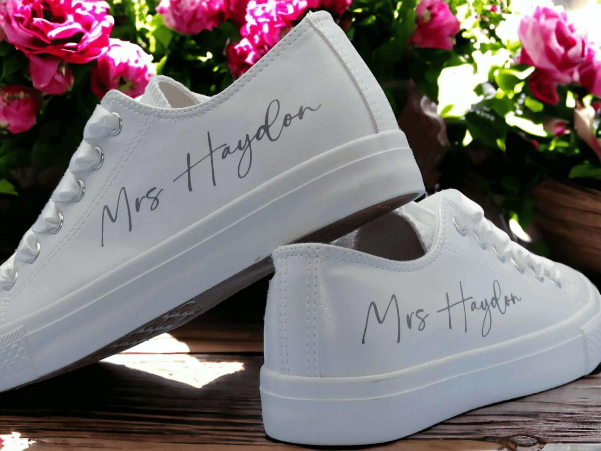 Personalised  White Wedding Trainers.