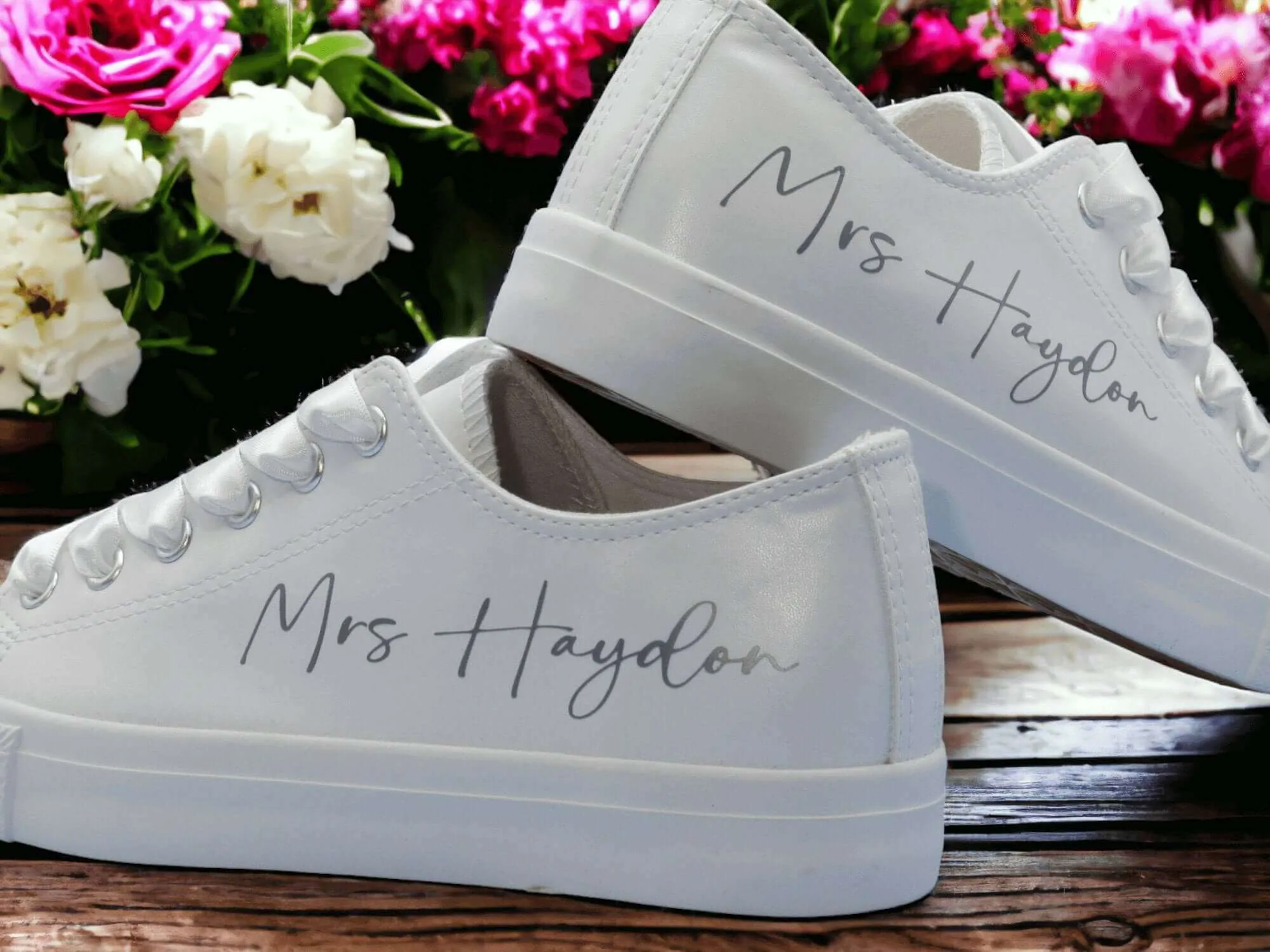 Personalised  White Wedding Trainers.