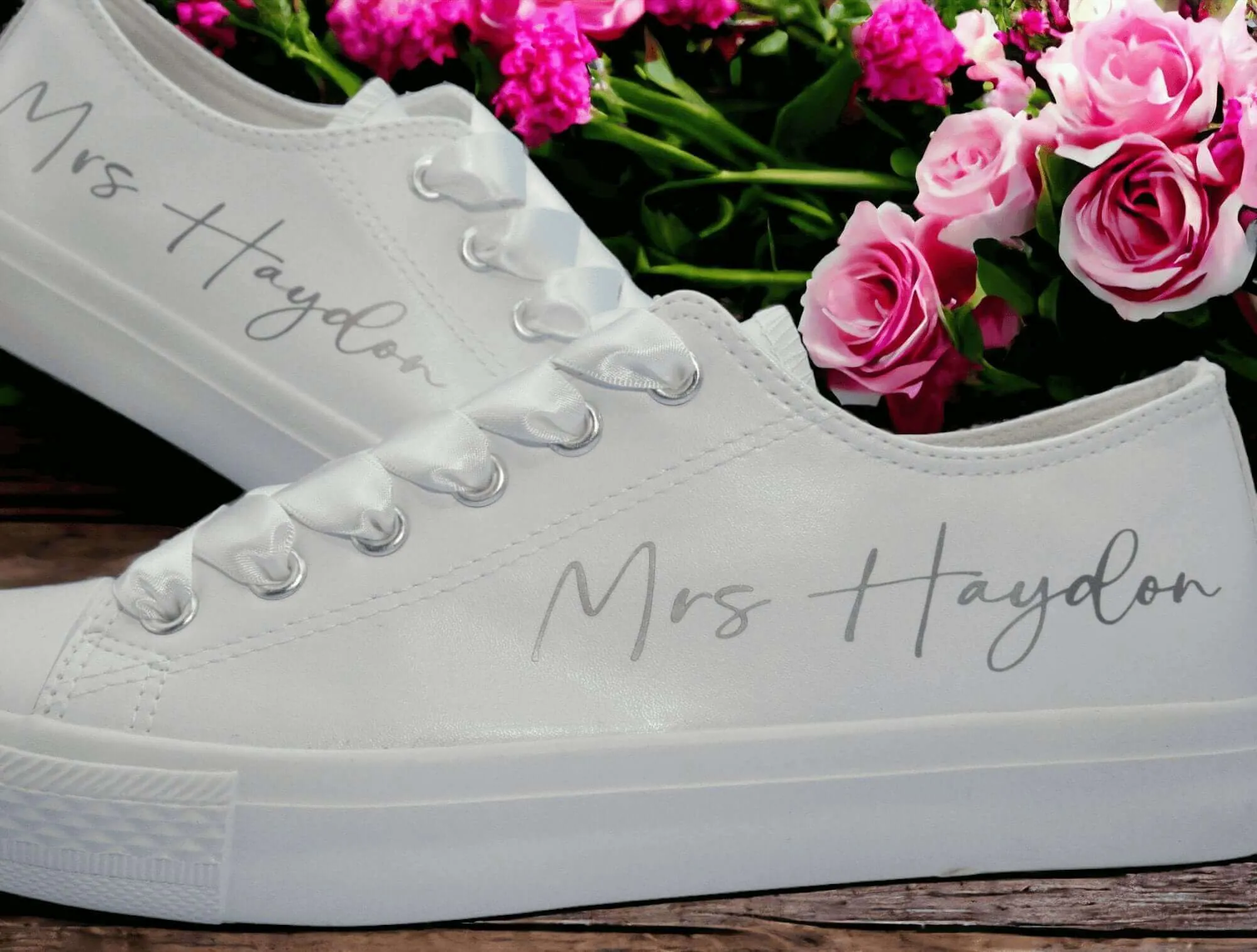 Personalised  White Wedding Trainers.