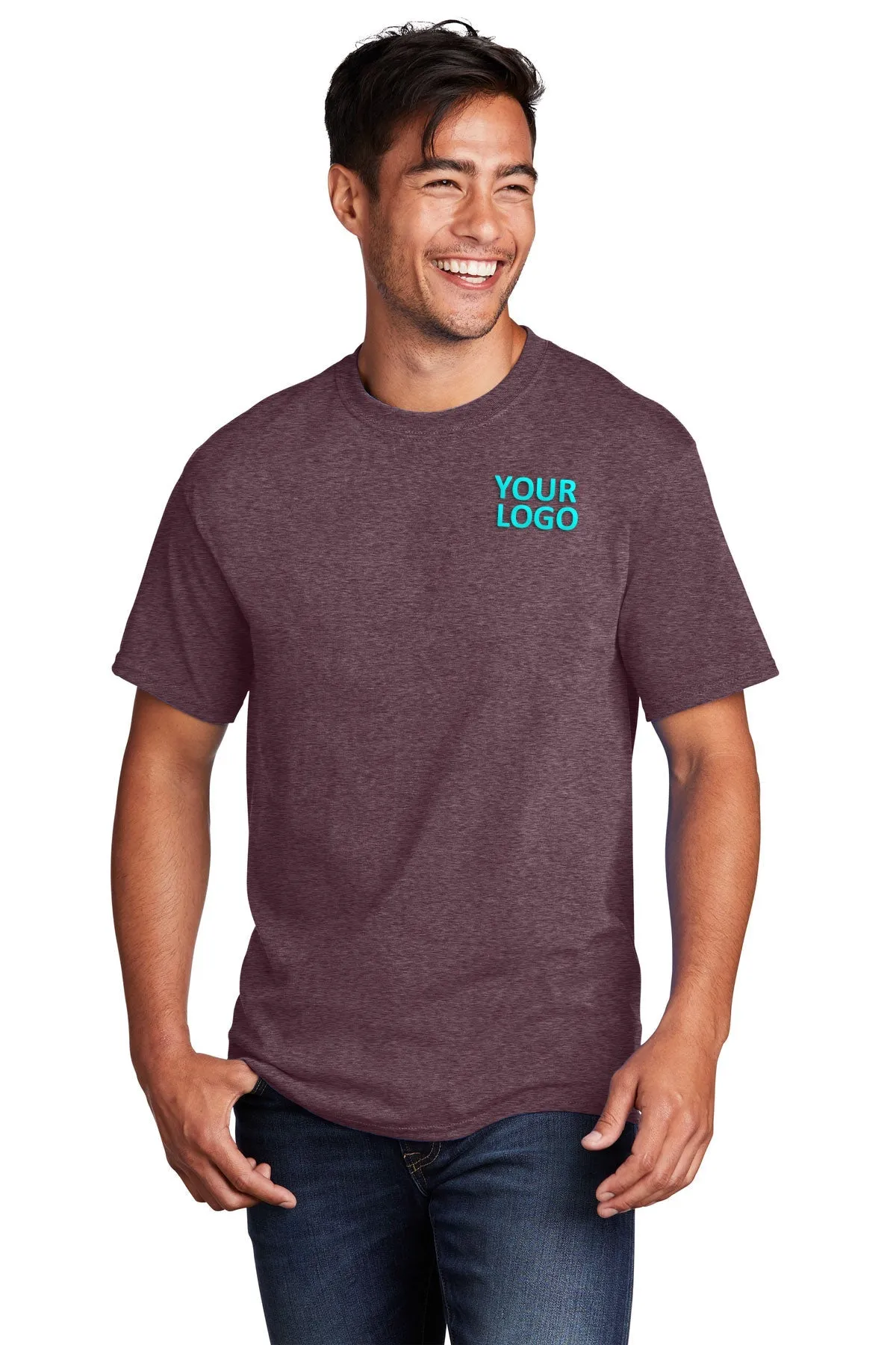 Port & Company Core Cotton Customized Tee's, Heather Athletic Maroon*