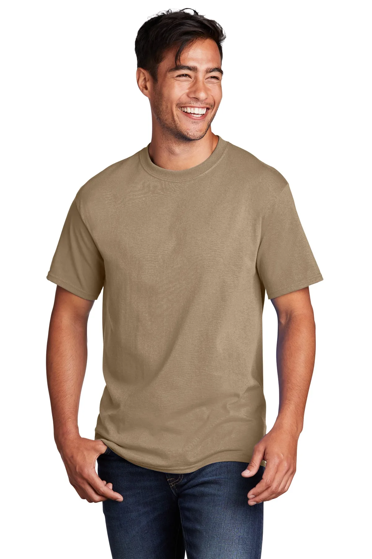 Port & Company Core Cotton Customized Tee's, Sand