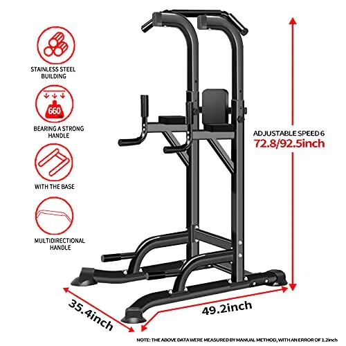 Power Tower Adjustable Height Pull Up & Dip Station Multi-Function Home Strength Training Fitness Workout Station for Home Gym