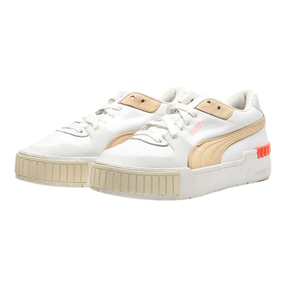 PUMA Cali 2021 Platform Trainers White Leather Womens UK 5.5