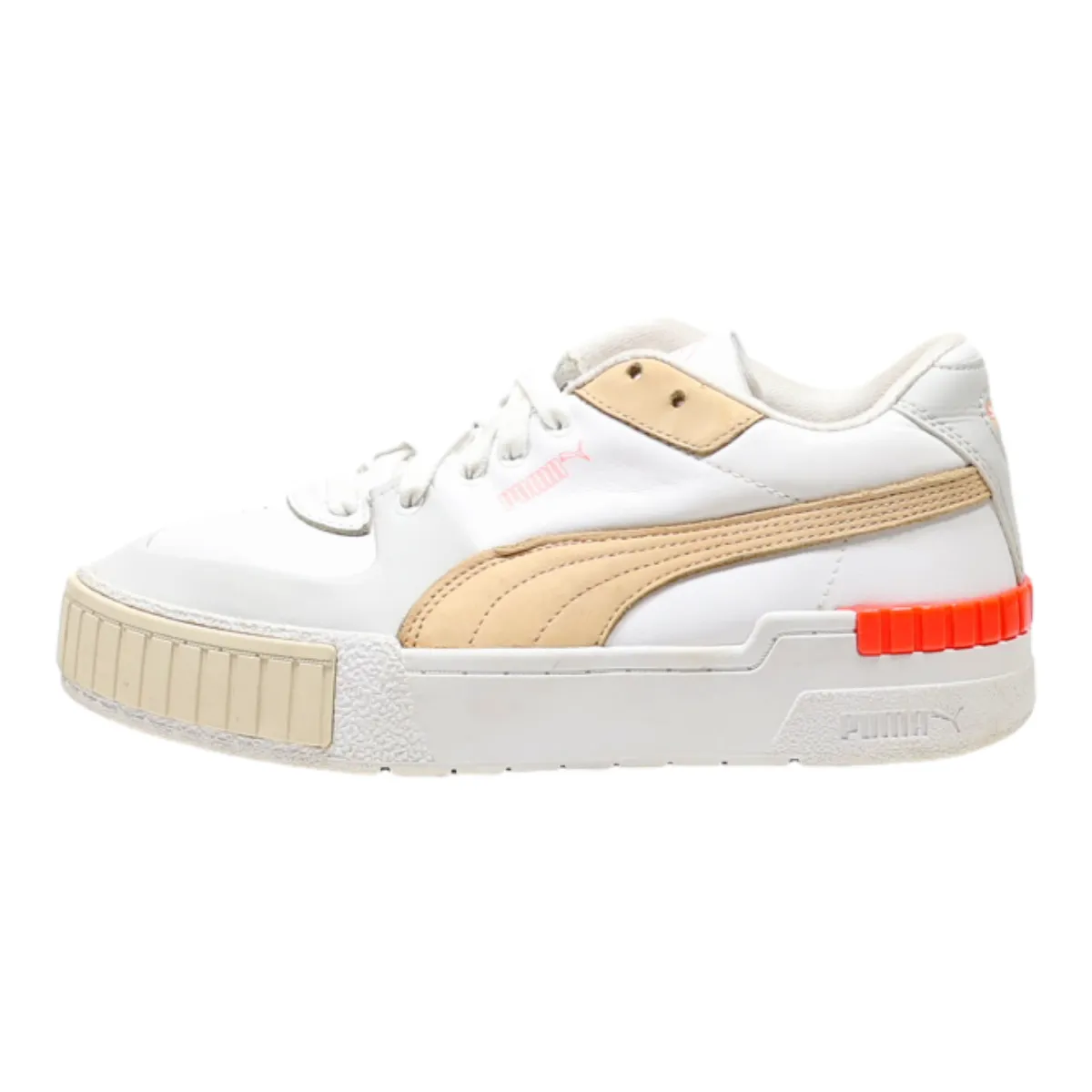 PUMA Cali 2021 Platform Trainers White Leather Womens UK 5.5