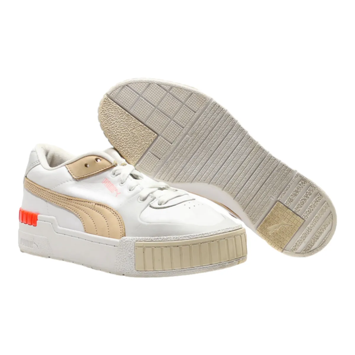 PUMA Cali 2021 Platform Trainers White Leather Womens UK 5.5