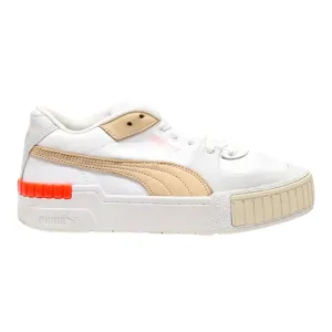 PUMA Cali 2021 Platform Trainers White Leather Womens UK 5.5