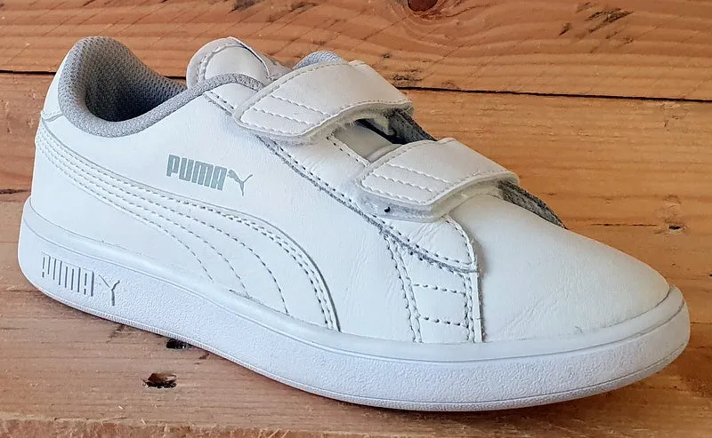 Puma Smash V2 Leather Low Kids Trainers UK13/US1C/EU32 365173 02 Triple White