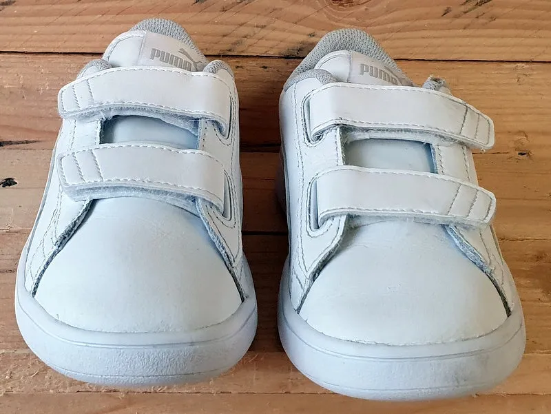 Puma Smash V2 Leather Low Kids Trainers UK13/US1C/EU32 365173 02 Triple White