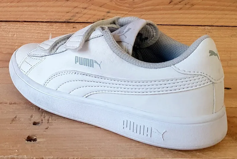 Puma Smash V2 Leather Low Kids Trainers UK13/US1C/EU32 365173 02 Triple White