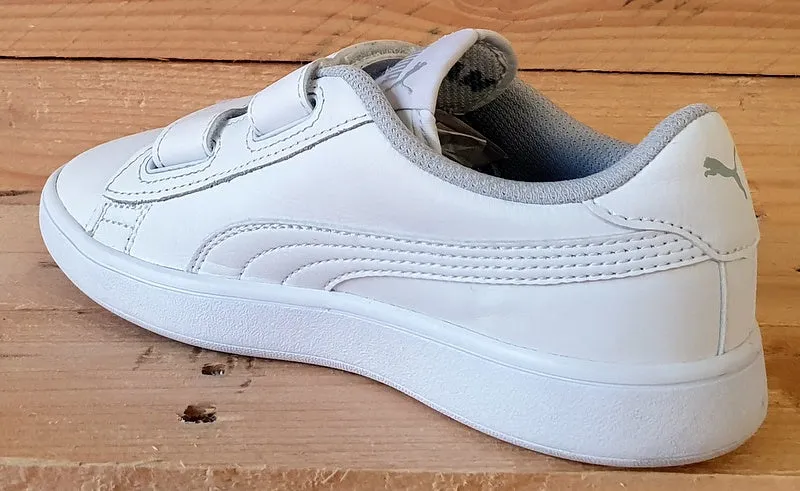Puma Smash V2 Leather Low Kids Trainers UK13/US1C/EU32 365173 02 Triple White