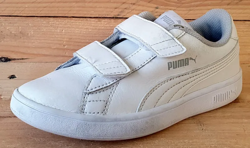 Puma Smash V2 Leather Low Kids Trainers UK13/US1C/EU32 365173 02 Triple White
