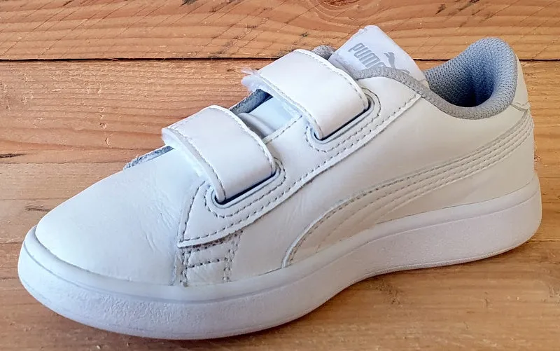Puma Smash V2 Leather Low Kids Trainers UK13/US1C/EU32 365173 02 Triple White