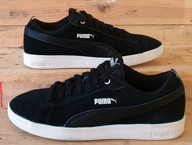 Puma Smash V2 Low Suede Trainers UK4/US6.5/EU37 365313 01 Black/White