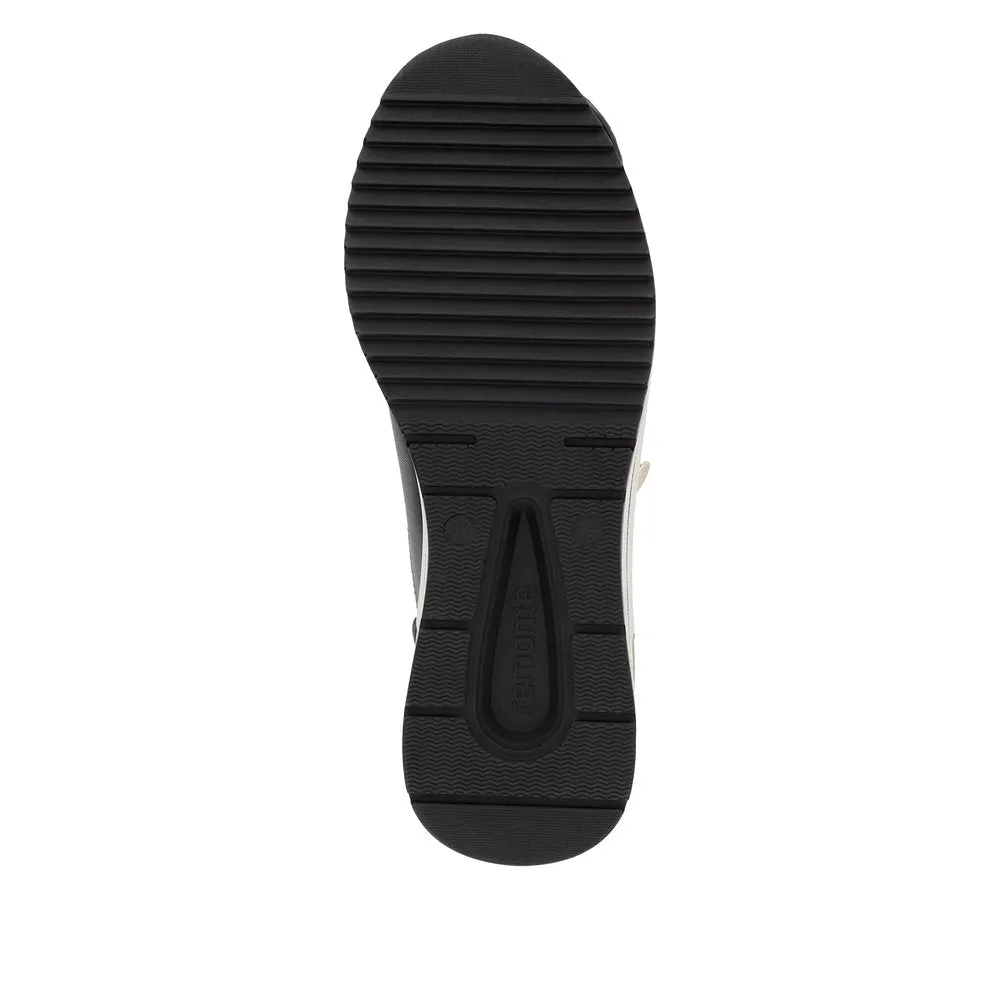 Remonte D0T03-01 Ladies Black & Gold Leather Zip & Lace Trainers