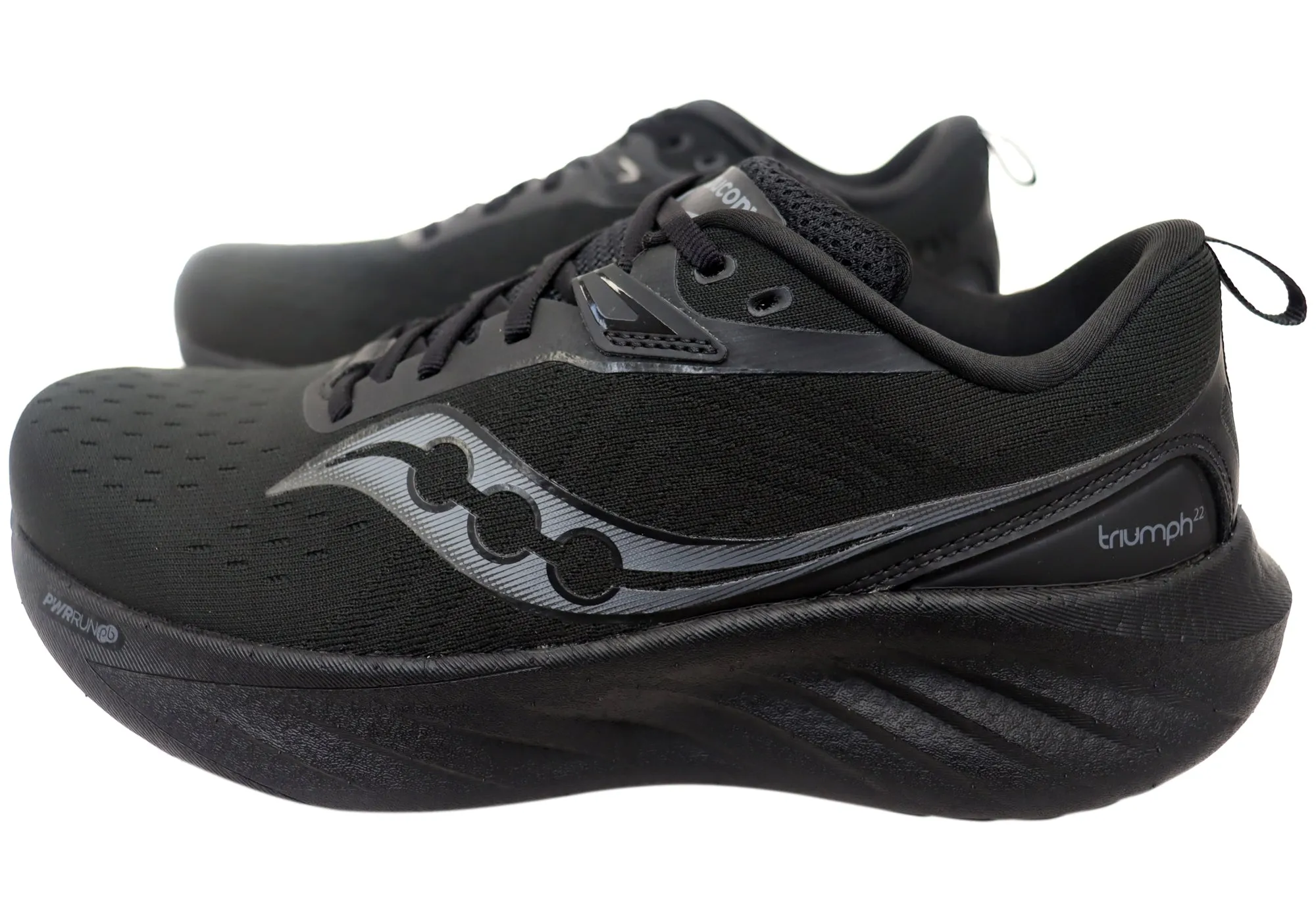 Saucony Mens Triumph 22 Comfortable Triple Black Athletic Shoes