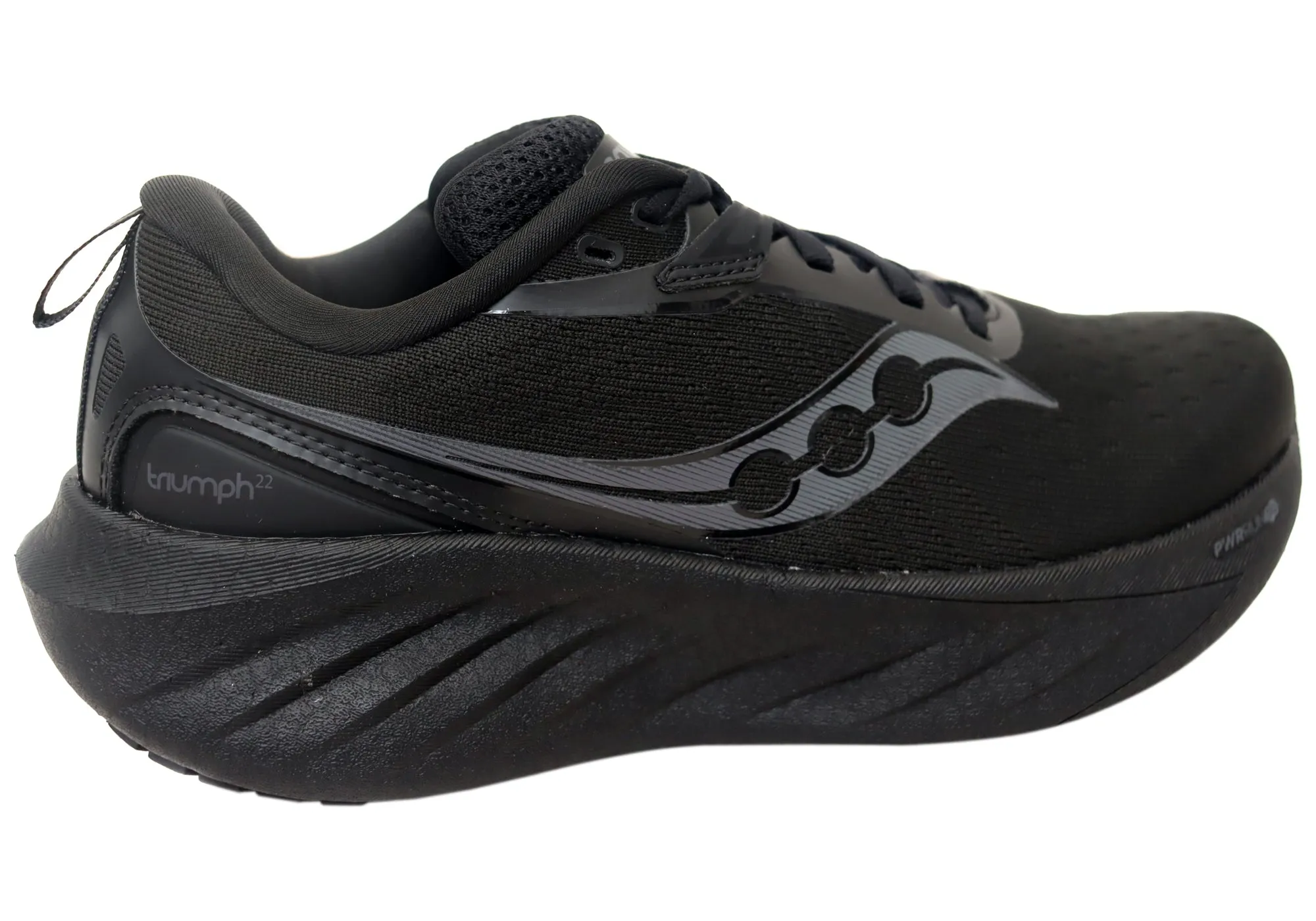 Saucony Womens Triumph 22 Comfortable Triple Black Athletic Shoes