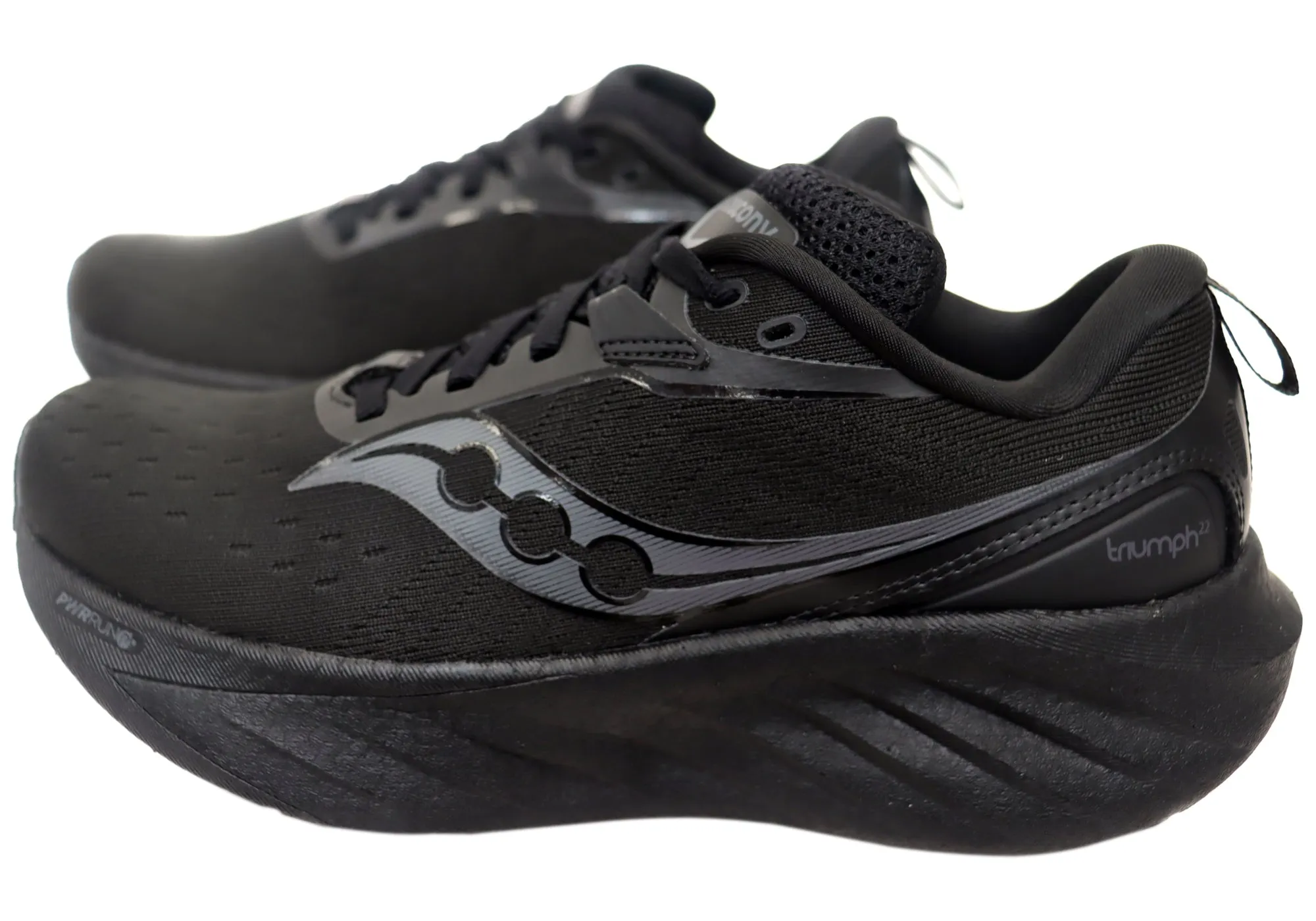Saucony Womens Triumph 22 Comfortable Triple Black Athletic Shoes