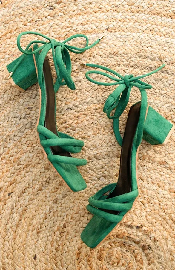 Strik Heels Suede Groen