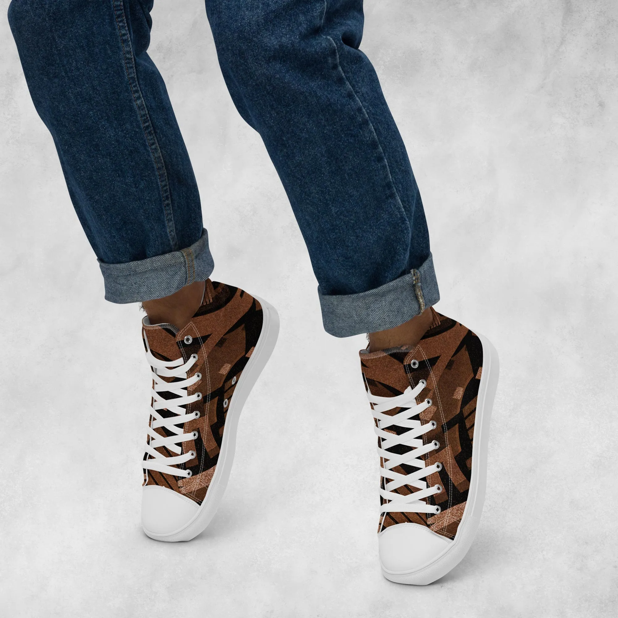 TechAbstract 1 Brown - Men's High Top Canvas Shoes
