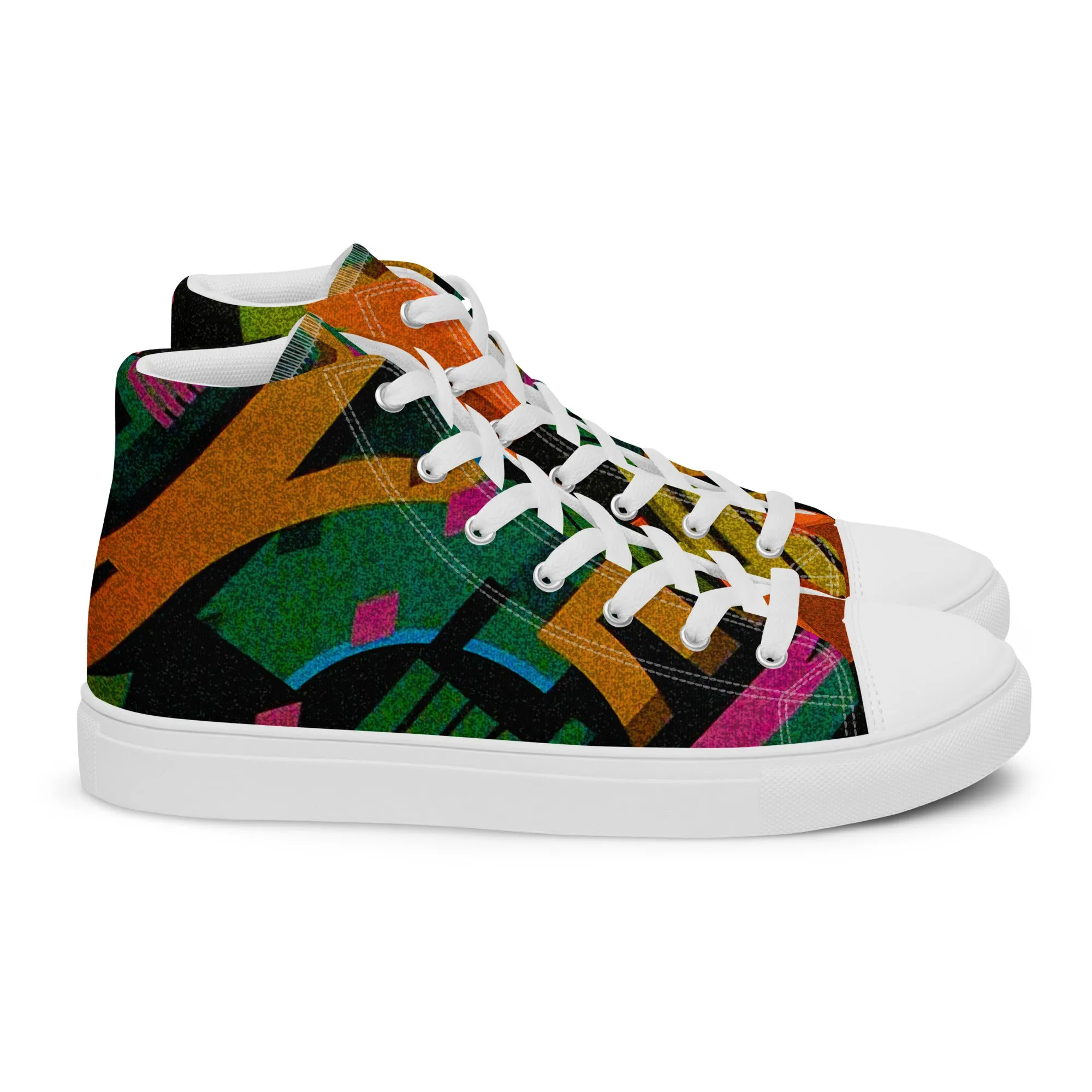 TechAbstract 1 color - Men's High Top Canvas Shoes