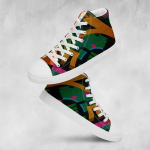 TechAbstract 1 color - Men's High Top Canvas Shoes