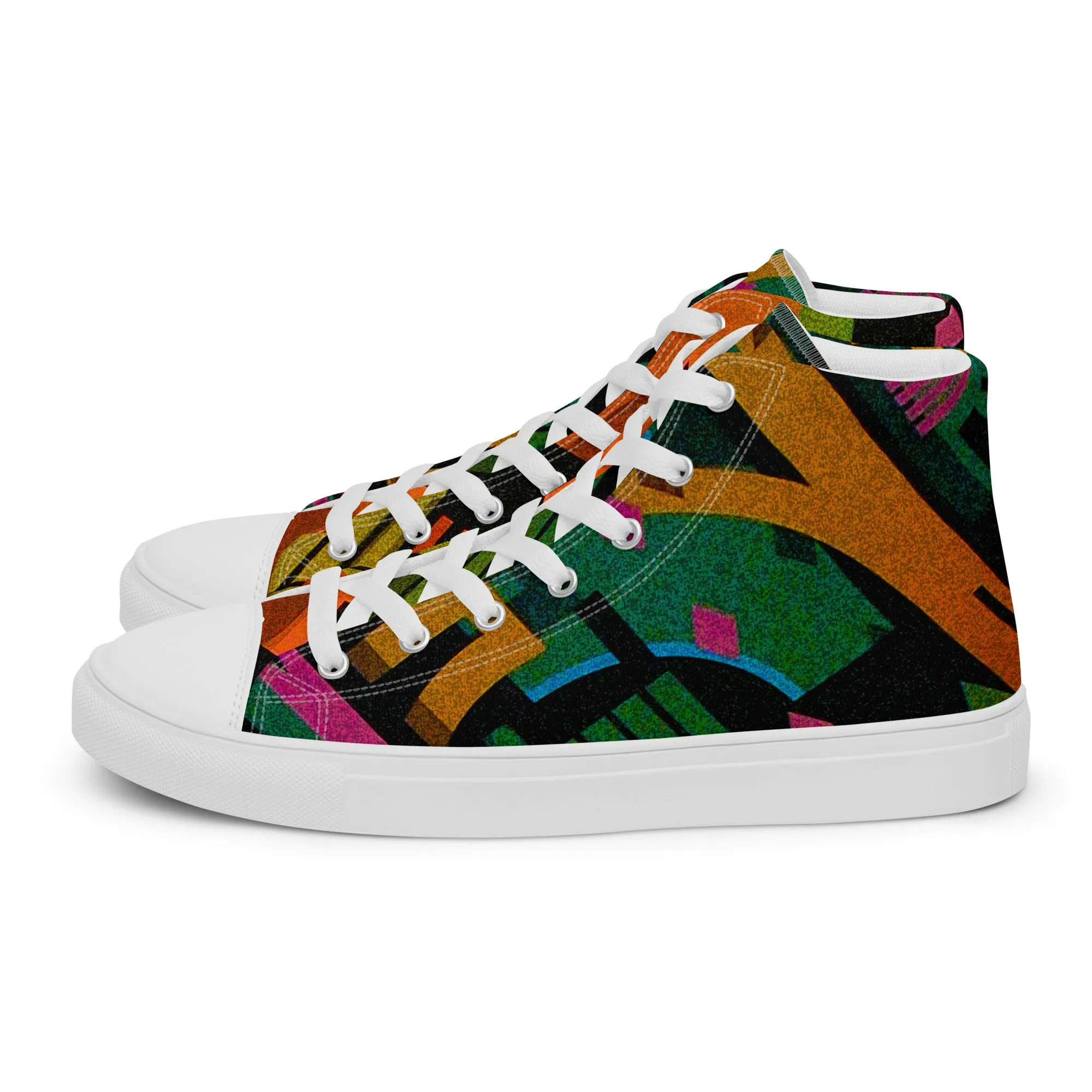 TechAbstract 1 color - Men's High Top Canvas Shoes
