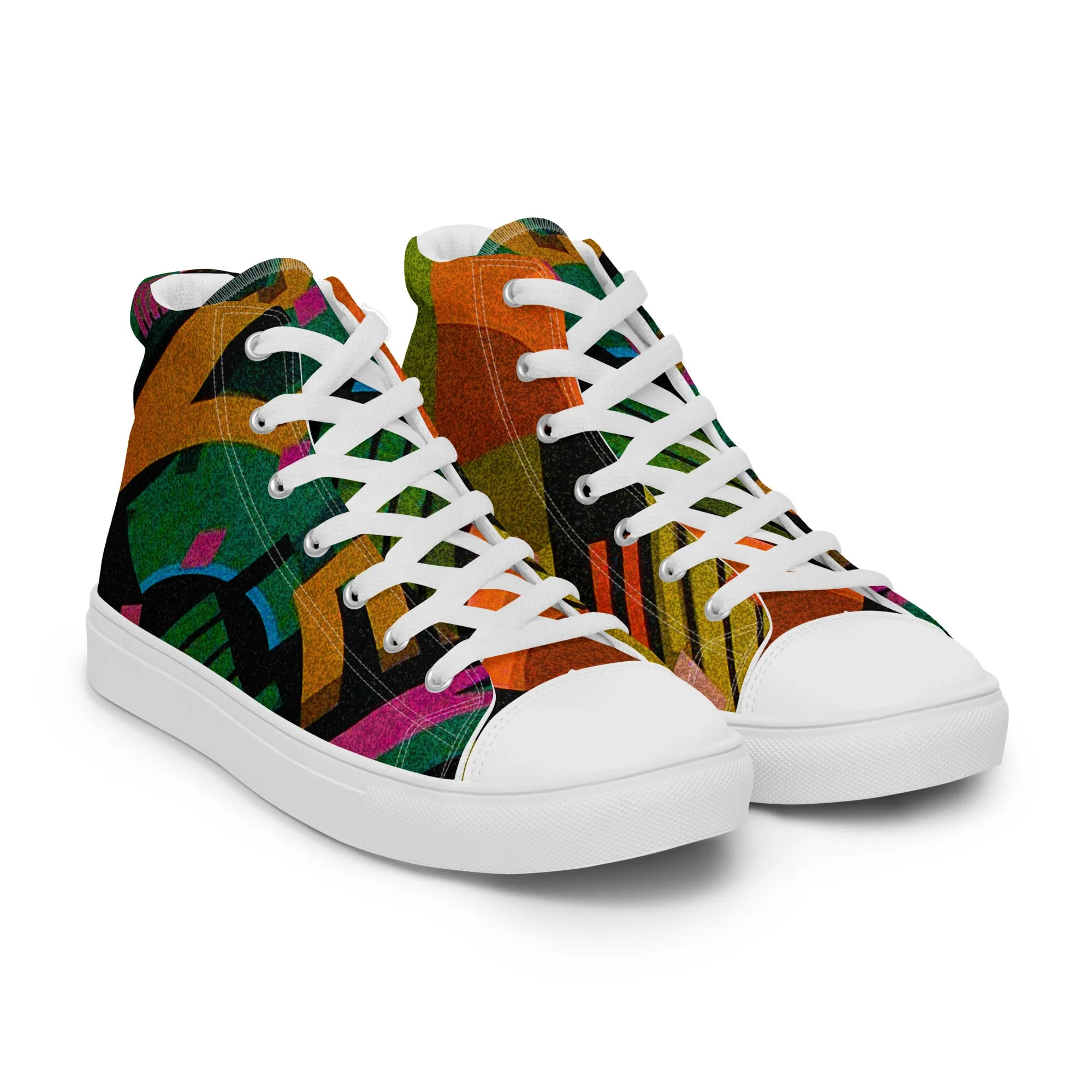 TechAbstract 1 color - Men's High Top Canvas Shoes
