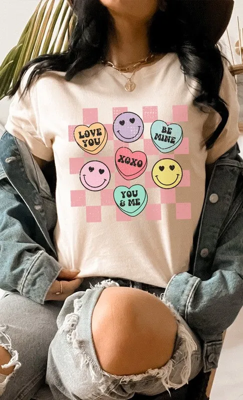 Valentines Heart Candy Checker Graphic Tee