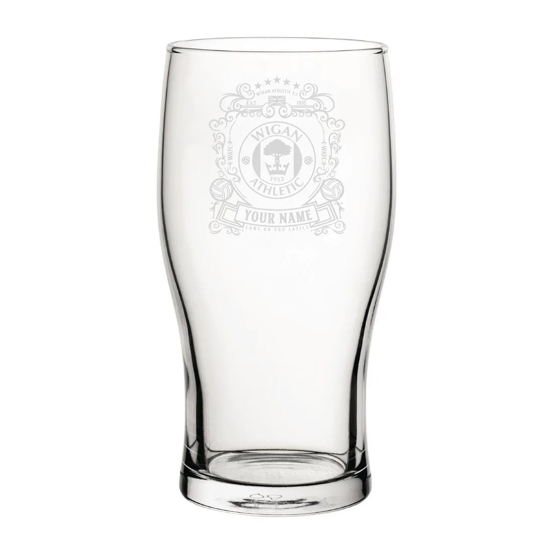 Wigan Athletic Coat Of Arms Custom Pint Glass
