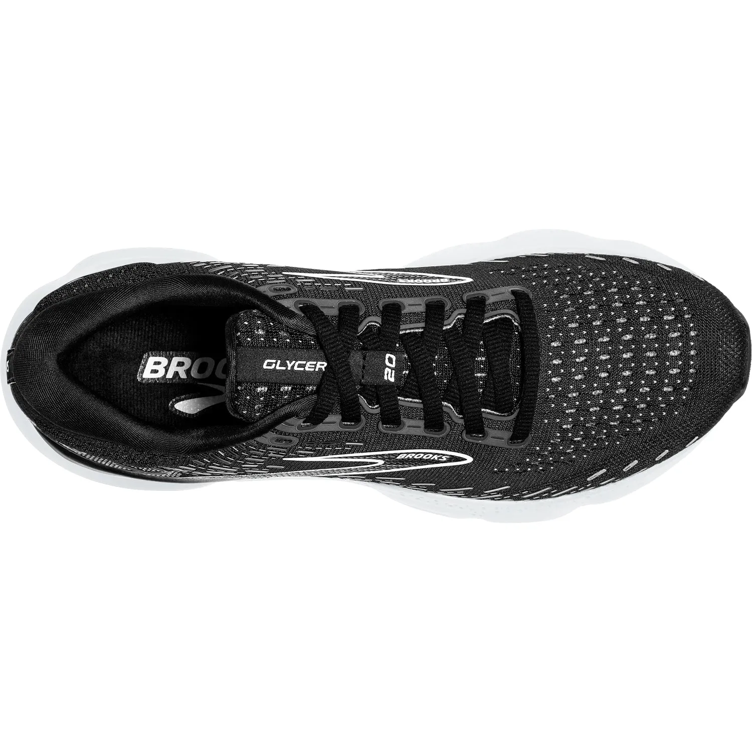 Women's Brooks Glycerin 20 Black/White/Alloy Mesh